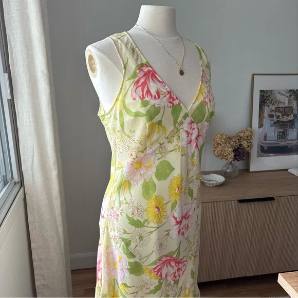 Vintage Y2K Floral Midi Slip Dress – VTG size 16. (M/L) - Picture 5 of 10